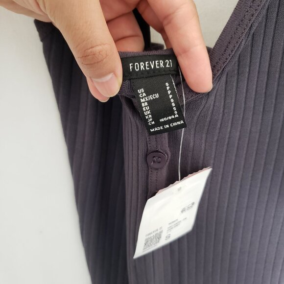 Forever 21 Dark Gray Collard V Neck Sleeveless Backless Fitted Knit Dress Size S - Picture 3 of 10